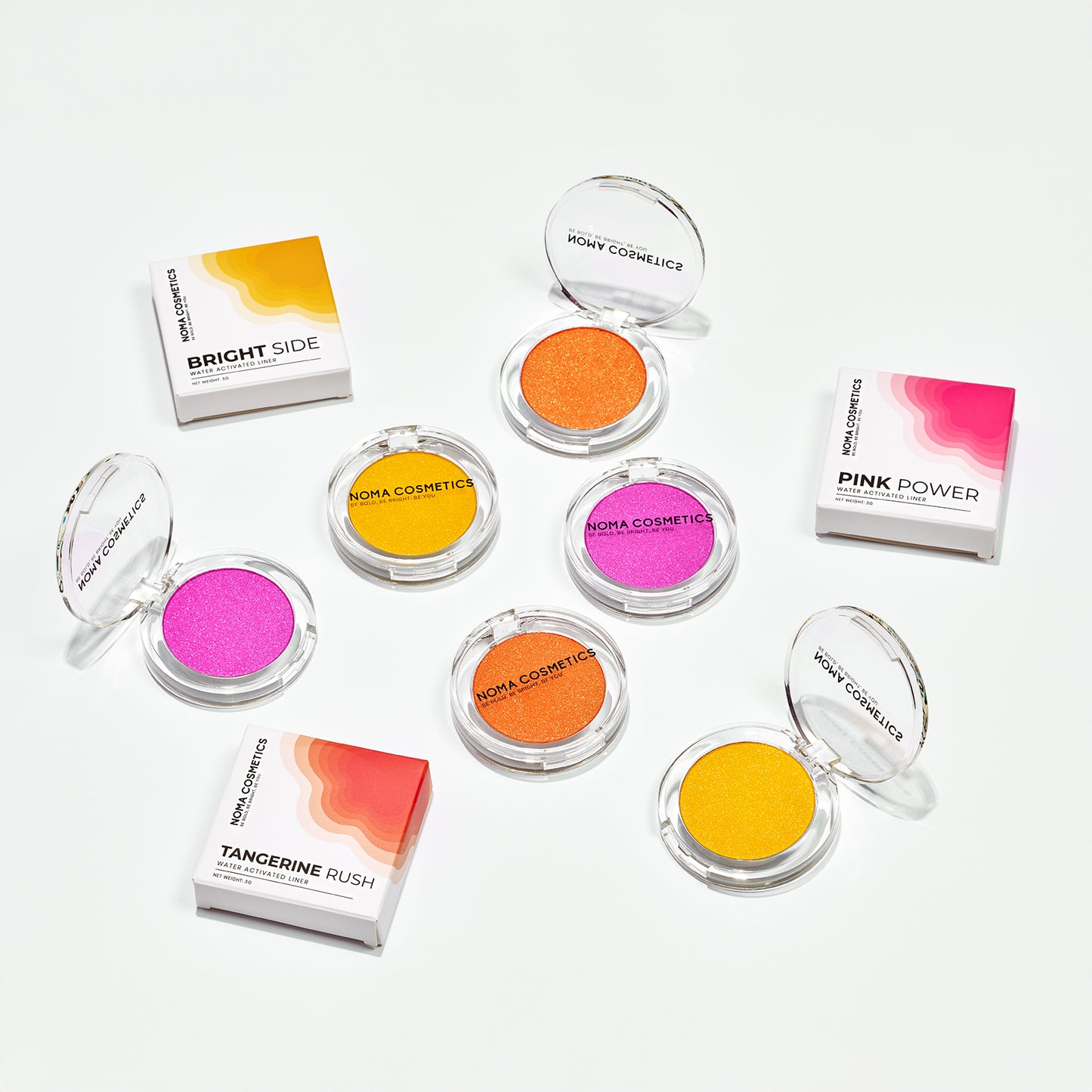 Water Activated Liner Trio Bundle | The Power Pack – Noma featuring vibrant shades like Bright Side, Pink Power, and Tangerine Rush.