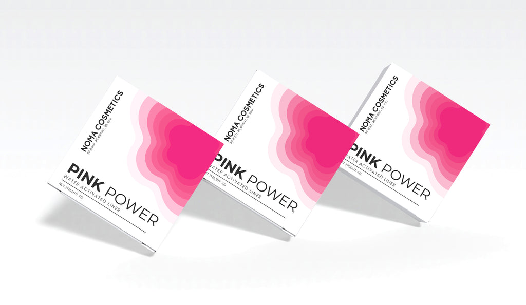 Pink Power Water Activated Liner | Vegan Eyeliner – Noma packaging design in vibrant pink colors.