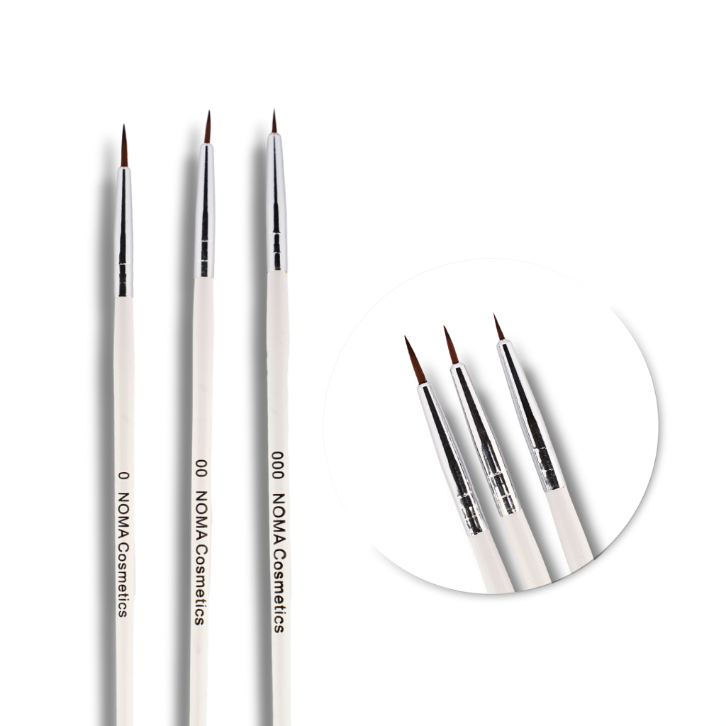 Detail Precision Brush Set | Makeup Tools – Noma (0# · 00# · 000#) featuring ultra-fine liner brushes for makeup artistry.
